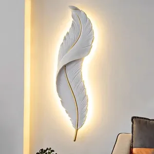 Modern Creativity Feather Wall Lamp for Sitting Room Bedroom Restaurant or Villa Resin Body with LED Light Source