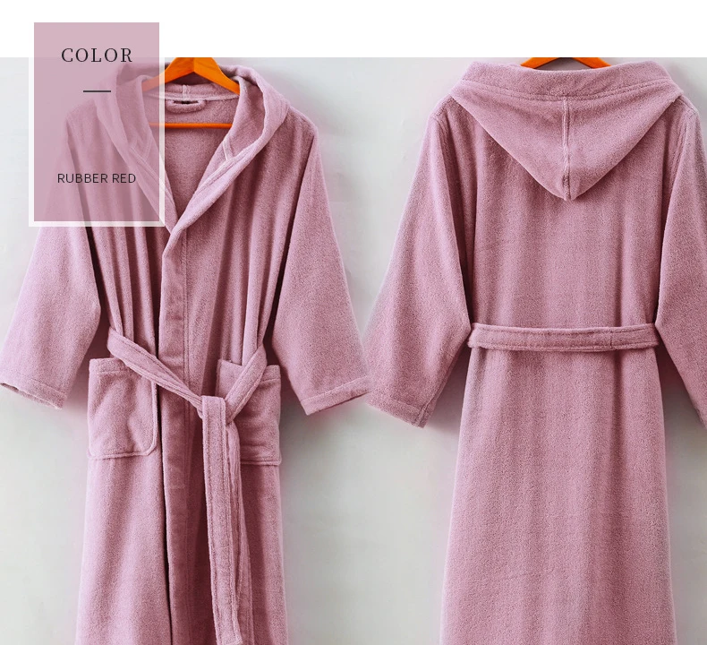 Hotel White Hooded Bathrobe Cotton.100 Cotton Terry Unisex Hotel Spa