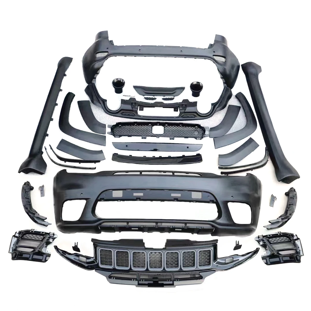 Auto Body Kit for Jeep Grand Cherokee 2017-2021 Facelift to SRT Model with Front Bumper Grille Rear Diffuser Hood.