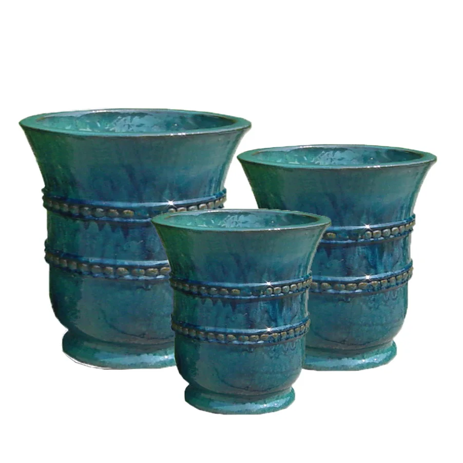 Handmade Simple Style Decorative Ceramic Flower Planter Glazed Pottery for Outdoor Use Live Garden Flower Pot for Room Decor