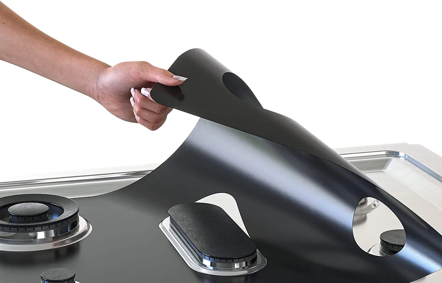QWORK® 10 Pezzi Protezioni Fornelli Gas Riutilizzabili – Copri Piano Cottura Antiaderenti