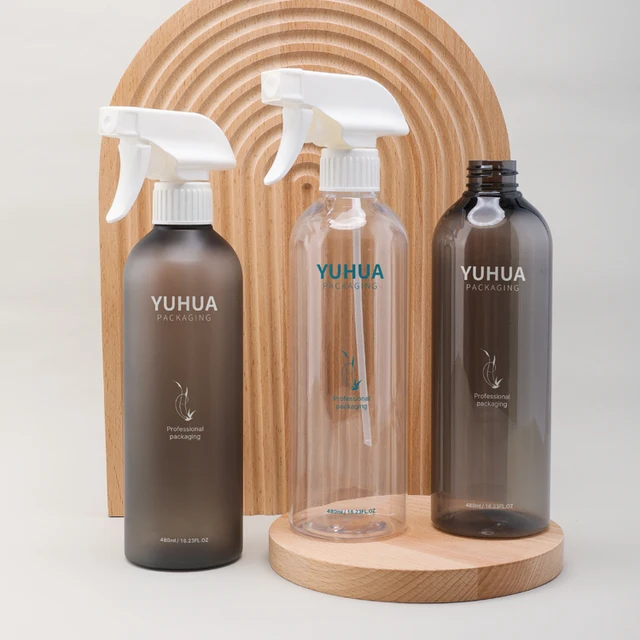 Refillable PET bottles spray 480ml trigger sprayer mist pump for hair care cleaner spray plastic recycled bottle