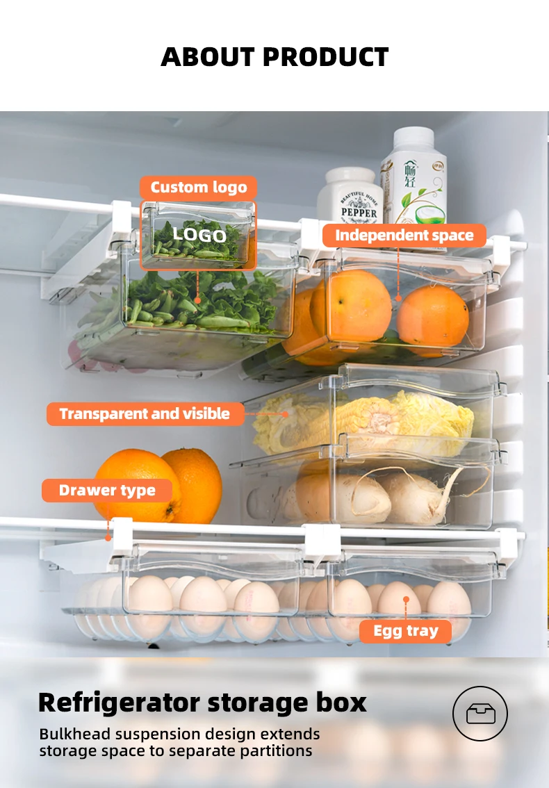 Wannuo Refrigerator Organizer Hanging Refrigerator Food Storage Drawer Fresh-Keeping Food Container With Efficient Use Of Space manufacture