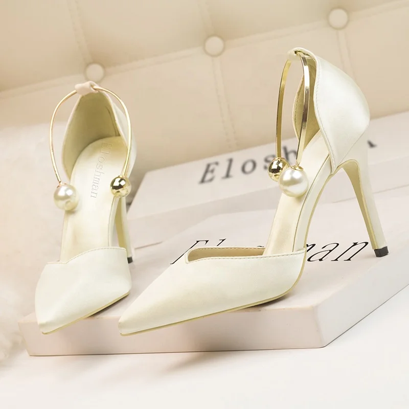 Women Pumps Sexy Summer Shoes High Heels Wedding Party Pointed Toe Buckle Strap Female Dress Nude Heels