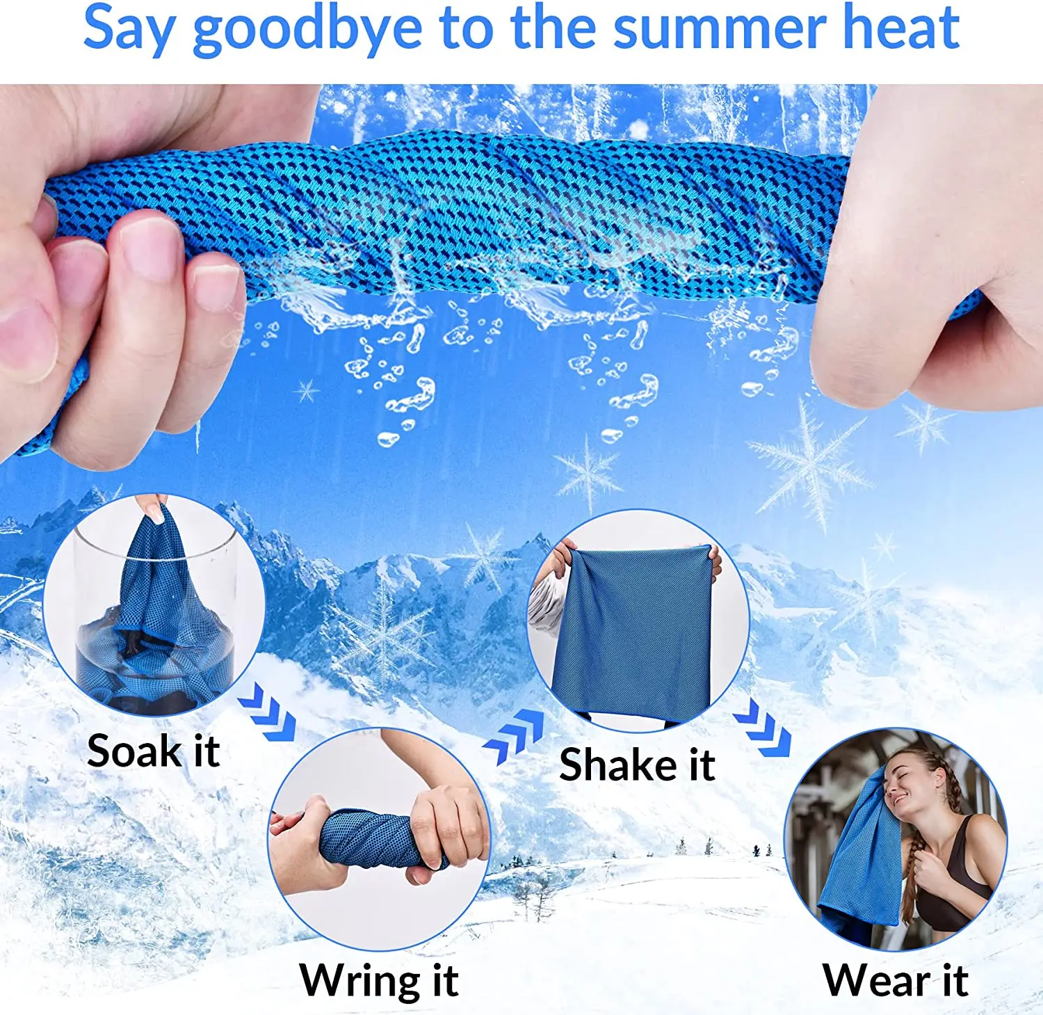 Polyester Instant Ice Chill Cool Towel Instant Cooling Sports Custom