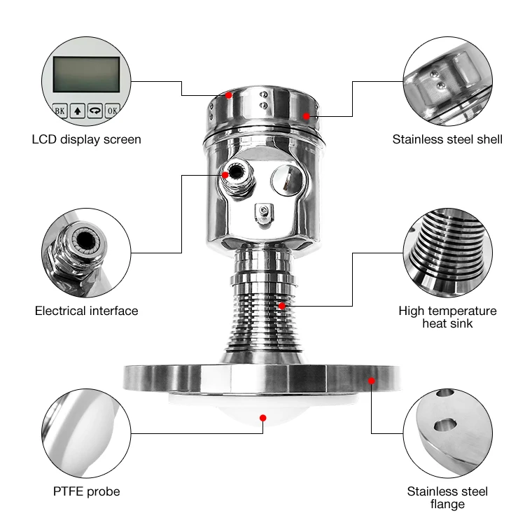 High Frequency Non-Invasive 4-20 Ma Radar Level Sensor Water Level Measuring Instrument High Accuracy Tide Radar Level  Gauge