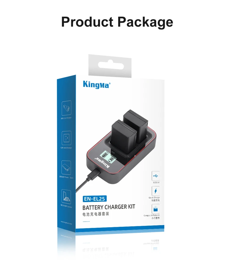 Kingma Full Decoded Two Enel25 Battery And Lcd Dual Charger Kit For