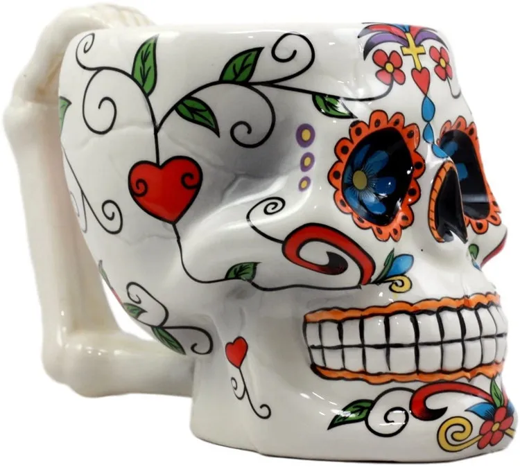 Hot selling customizable colorful Day of the Dead skeleton drinking cup home decoration, art mug