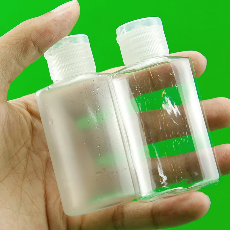 50ml Cosmetic Packaging Bottle with Flip Cap and Screen Printing Surface Handling PET Clear Oval Screw Cap Adhesives & Sealants