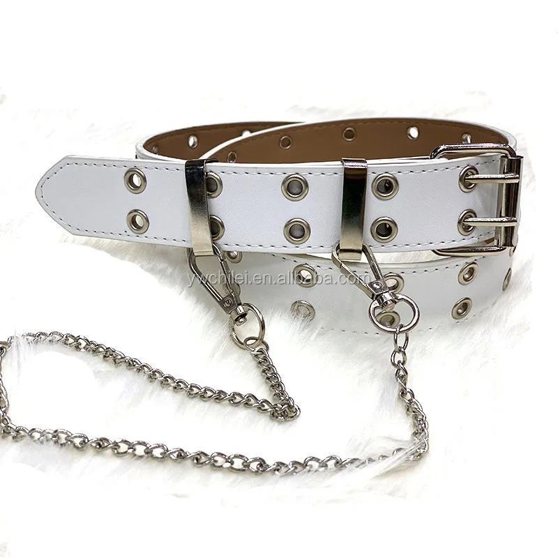 Ceinture Double œillet En Cuir PU Noir - Style Punk Gothique Vintage Pour Femme, Longueur 90 Cm, Boucle Métal