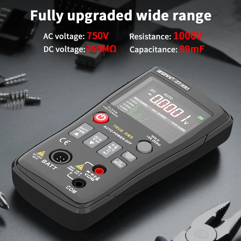 ZOYI ZT-XR1 Multimeter 2 in 1: 25000 Counts Battery Internal