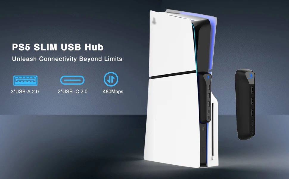 Honcam Usb Hub For Ps5 Slim Accessories 4 Usb Ports Highspeed