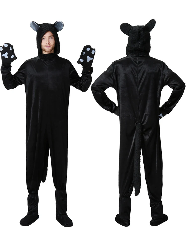 Family Cat Costume Black Cute Cat Cosplay for Kids Halloween Costume Cat Fancy Women Dress Animal Jumpsuit Men Boys Family Cat Costume Black Cute Cat Cosplay for Kids Halloween Costume Cat Fancy Women Dress Animal Jumpsuit Men Boys