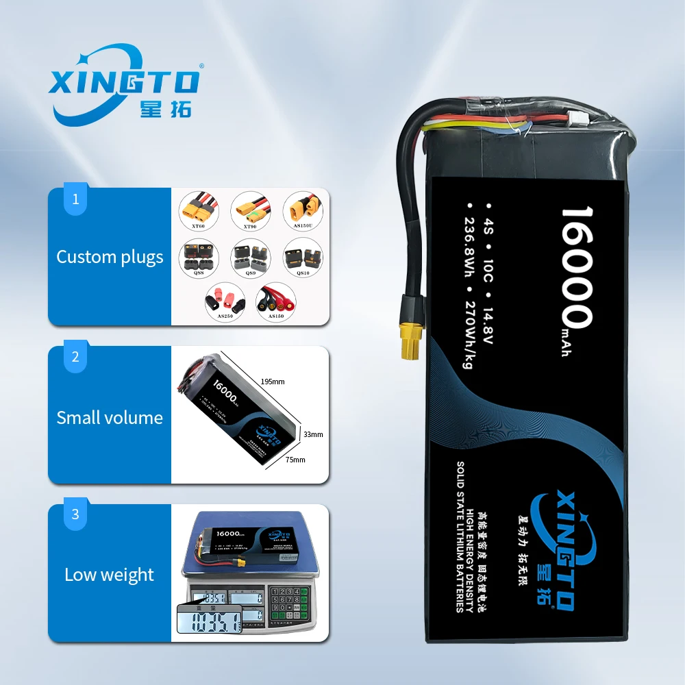 New Technology Rechargeable Solid State Lipo 6S 12S 14S 24S 16000mAh 22000mAh 27000mAh 30000mAh Drone Battery