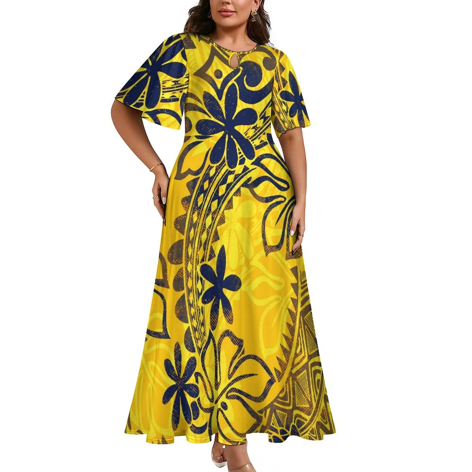 Polynesian Tribal Pattern Mosaic Design Dresses With Large Hemlines ...