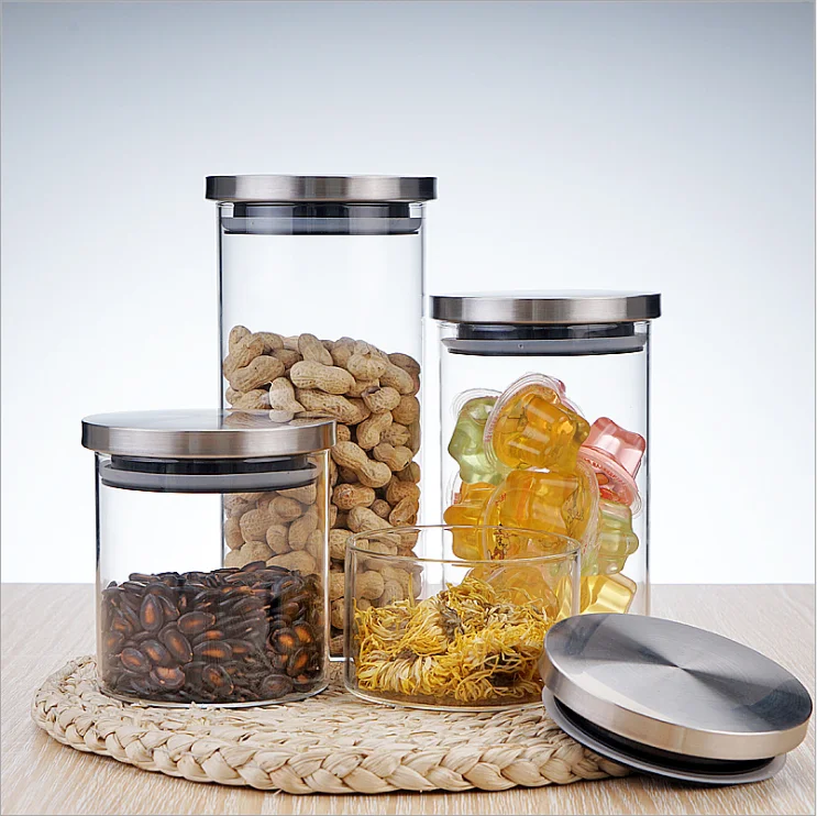 Airtight Glass Food Storage Jar with Metal Lid for Tea Spaghetti