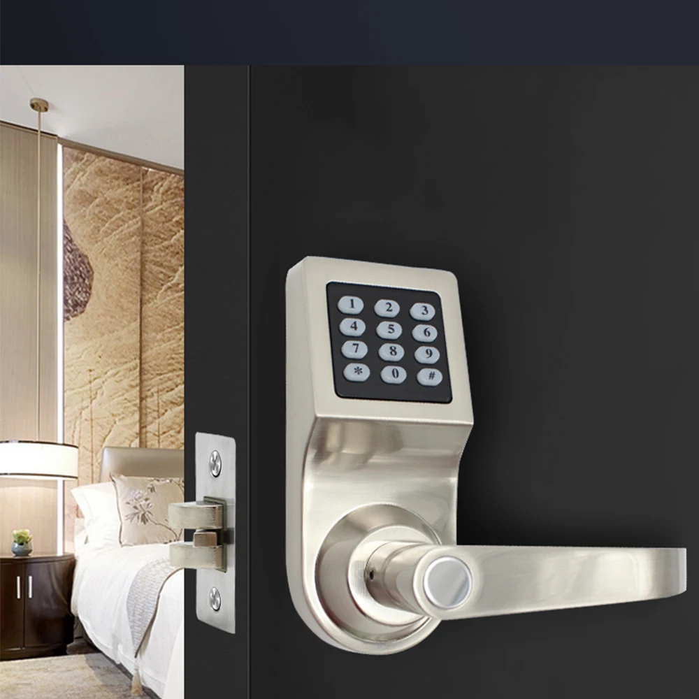 Digital Door Lock with Handle Key Card Smart Lock with Password Unlock Function