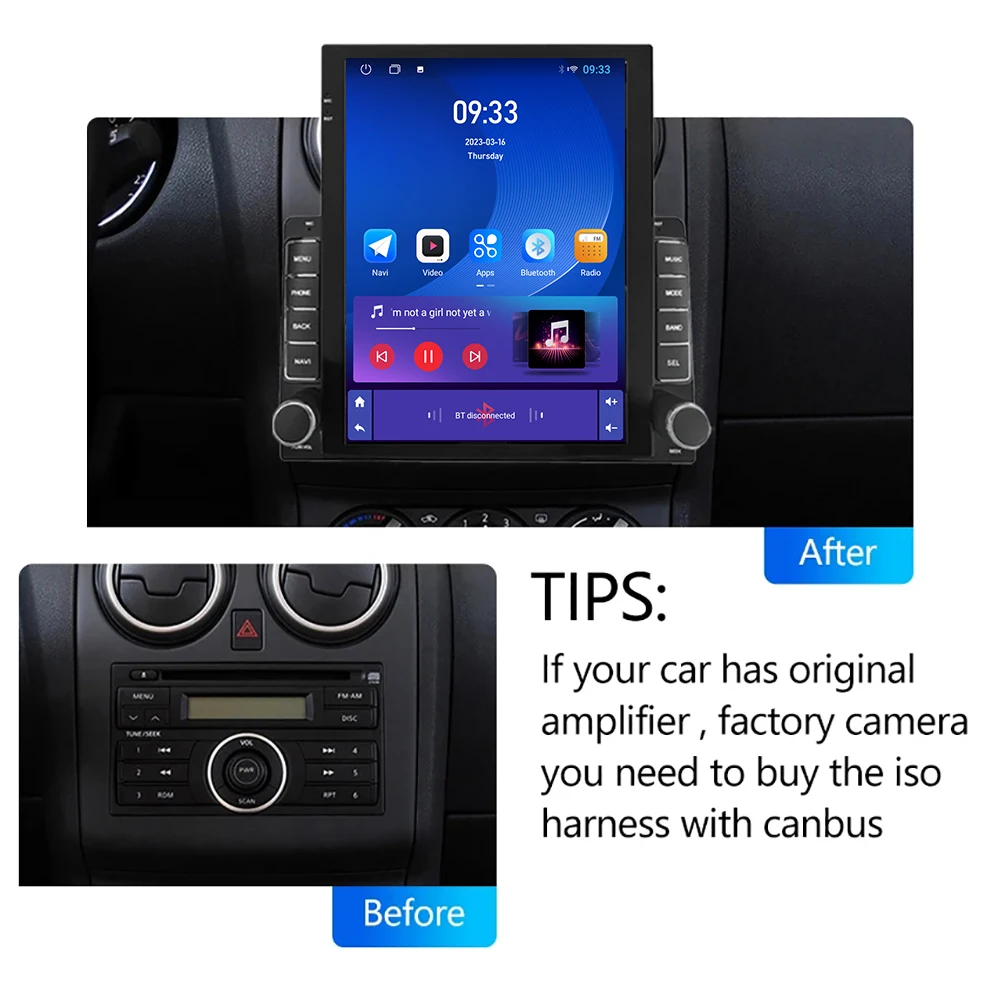 9.7" Vertical Style Tesla Screen Android Car Radio for Nissan Qashqai 1 J10 2006-2013 Caraply GPS Navigation Multimedia Player
