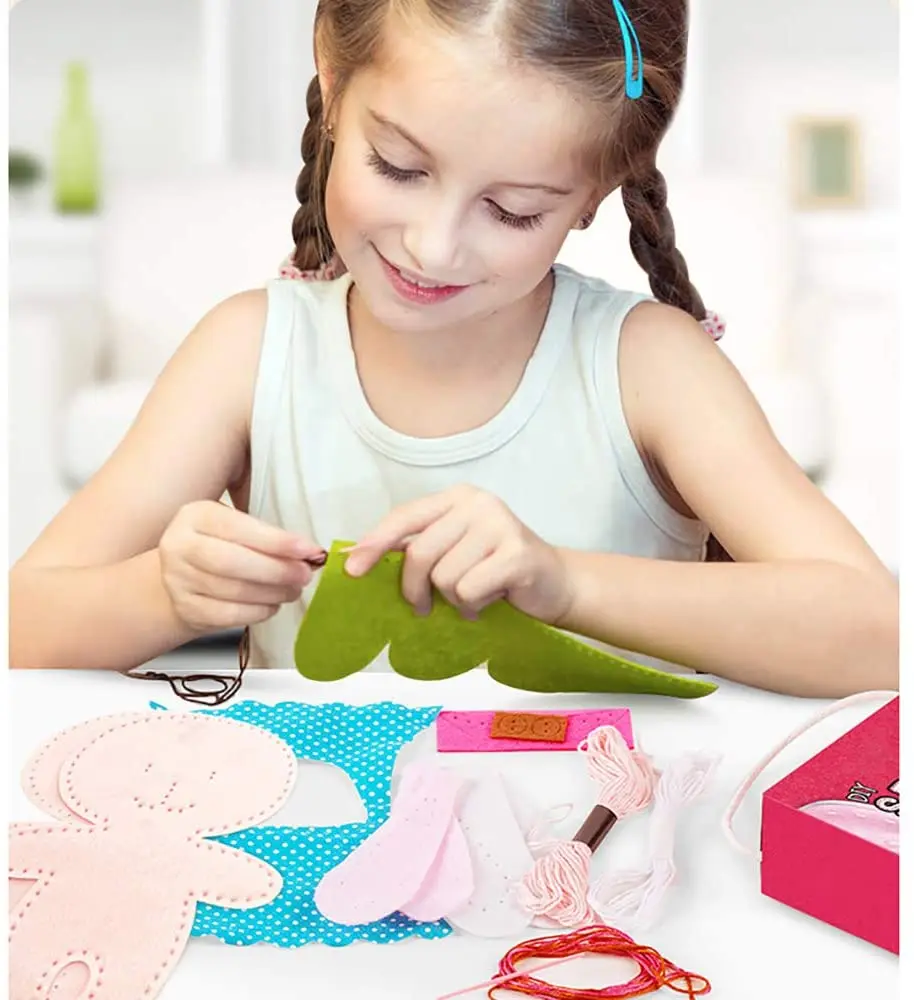 Kit de bricolage en feutre de jouets en peluche licorne arc-en-ciel fée sirène pour 6 enfants, activité éducative en feutre et arts et métiers