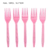 Forchetta in plastica rosa - 10 pezzi