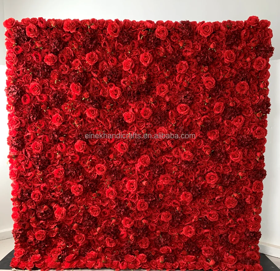 5d Red Rose Wall Backdrop Flower Wedding Artificial Silk Flower Wall