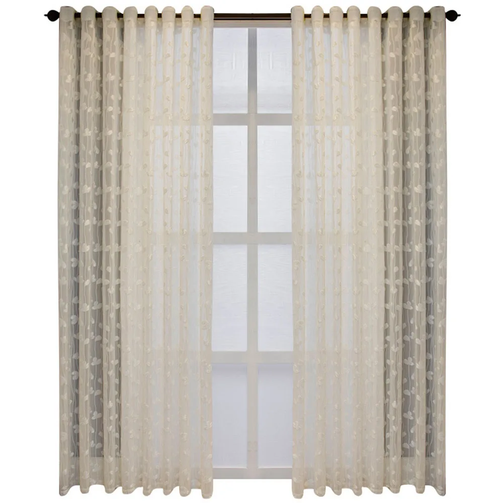 White Brief Contemporary Entry Lux Cotton Outdoor Living Room Canteen Balcony Lace Jacquard Weave Window Gauze Curtain