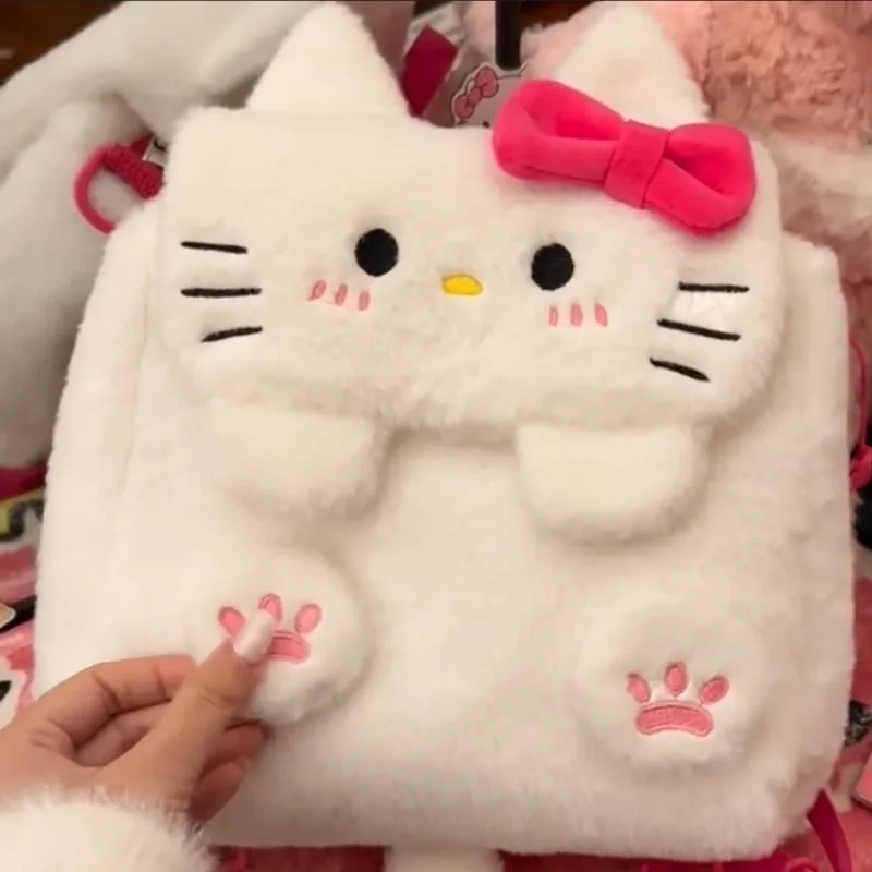 Cute Plush Backpack Versatile Female Student Double Bag Sweet Girl Single Shoulder & Cross-body Design