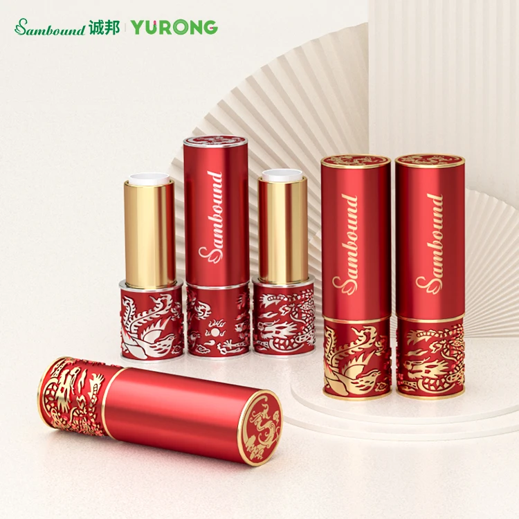 Source Custom Classical High-grade 3D Embossed Magnetic Red Empty Lipstick  Tube Vintage Lipstick Case on m.