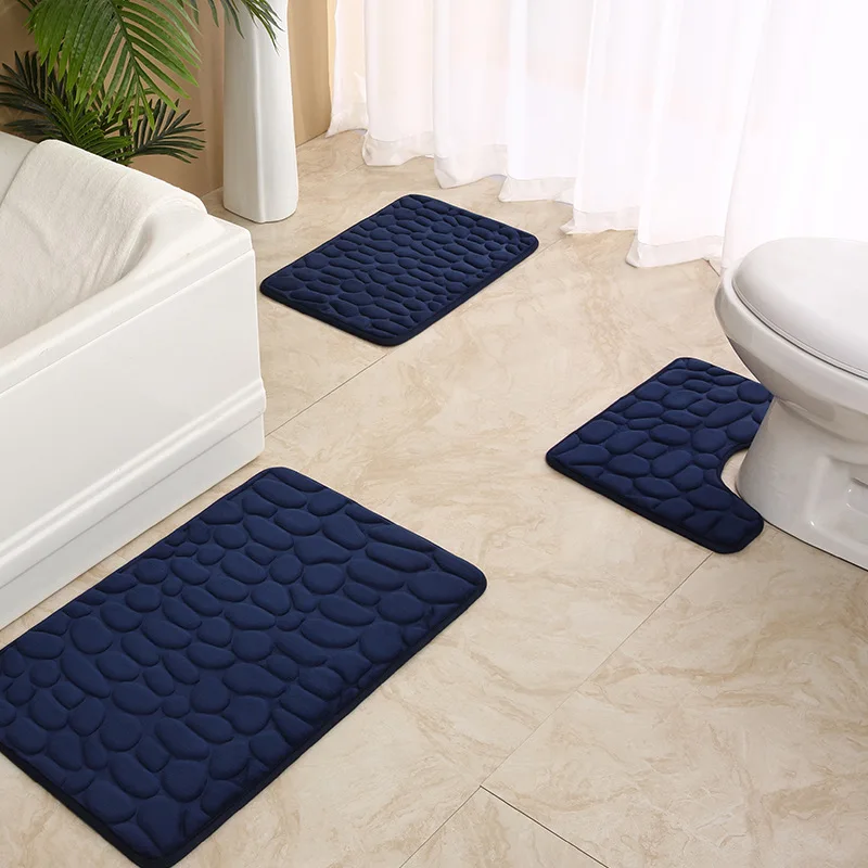 New Arrival Goethite Pattern Soft Three-Piece Set U Shape Anti-slip Super Absorbent Bath Mat for Toilet Bathtub Edge manufacture