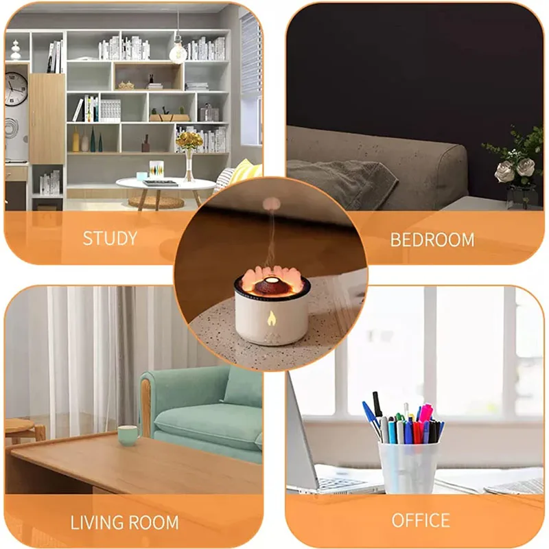 2023 new 360ml portable ultrasonic essential oil spray air humidifier 3d fire flame aroma volcano diffuser