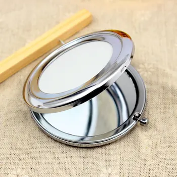 Customizable Mini Makeup Mirror  Metal Compact Light Magnifying Feature Personalized Sublimation for Fashion DIY Photos