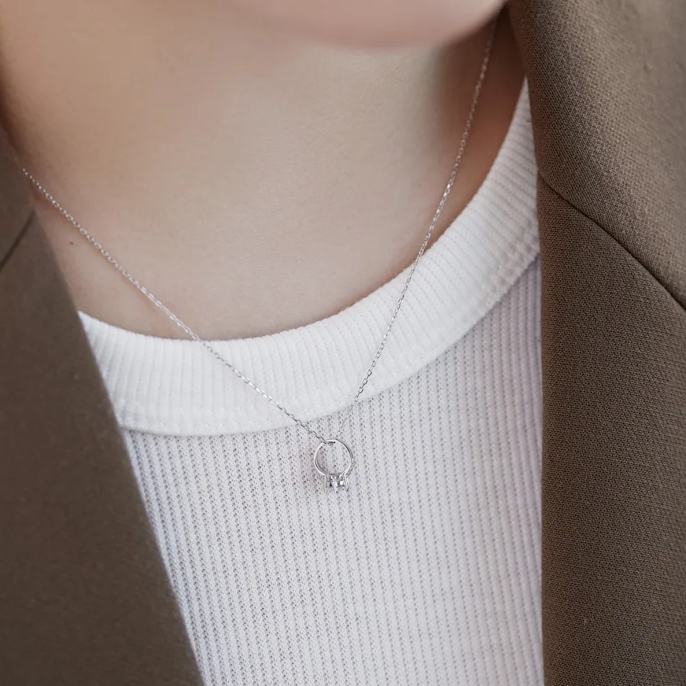 KAKODIY New fine jewelry 925 sterling silver round pendant necklace Cubic Zirconia hollow wedding ring pendant necklace for women detail 4
