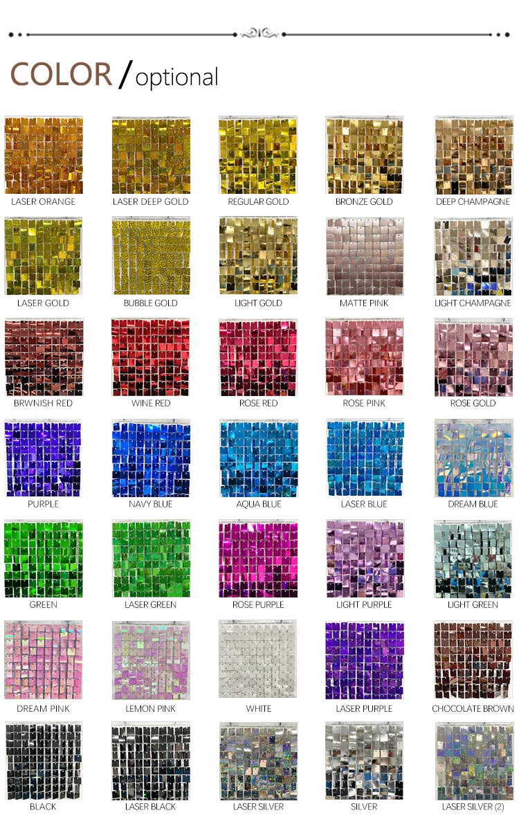 8*8ft wall Wedding birthday party decoration mirror red shimmer sequin panels wall