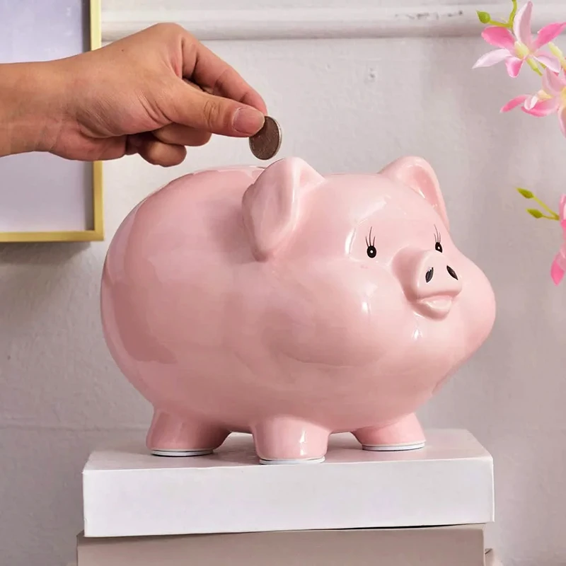 Custom Children Birthday Gift Piggy Bank Cute Ceramic Pink Pig Coin