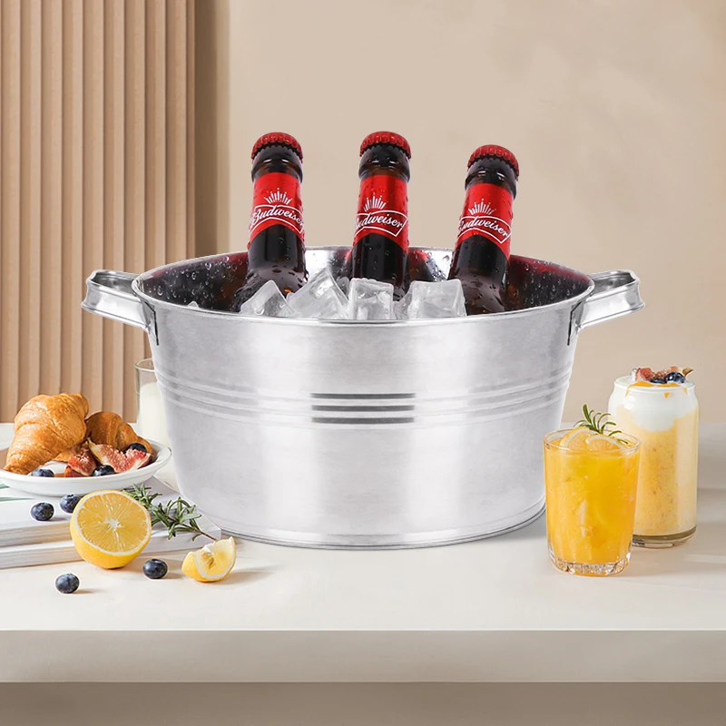 Stainless Steel Ice Storage Container Camp Storage Bucket Large Sizes Custom Made Hotel Handle Ice Bucket