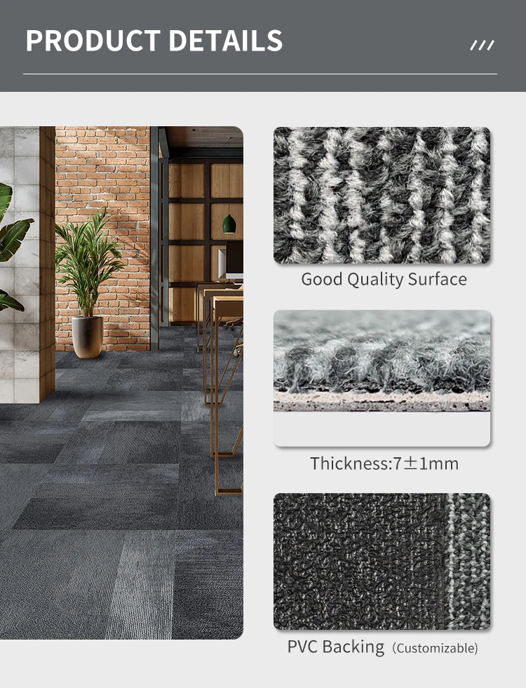 Carpet Squares 50x50 Square Size Loop Pile Carpet Tiles For Hotel And