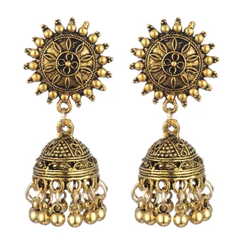 JOJO Fashion Jewelry Women Earring Indian Style Gold Jhumka Earrings Design For Women And Girls Traditional Jewelry