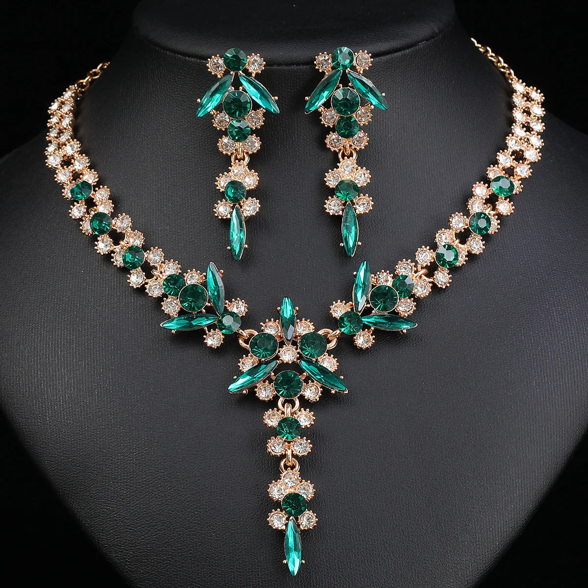 Crystal Bridal Jewelry Set - Necklace & Earrings