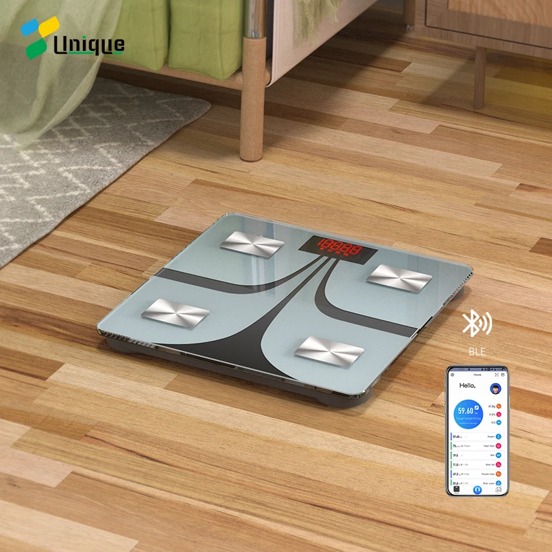Free App SDK API BMI Glass Electric Weighing bluetooth Personal Scale Smart Scale for Body Weight Scale Digital Bathroom