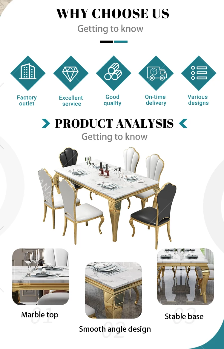 Restaurant Furniture Luxury Sintered Stone Marble Dining Table Set 6 ...