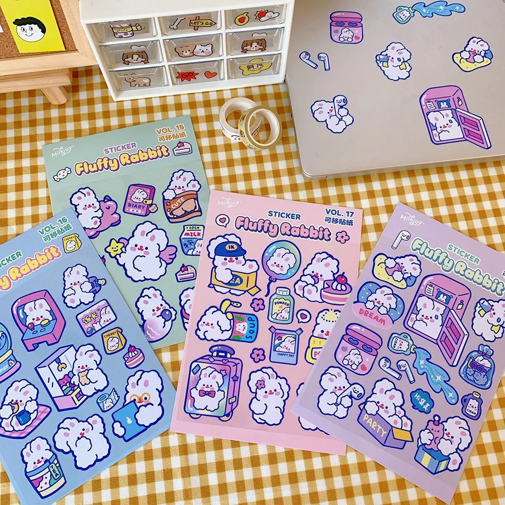 Cute Cartoon Bunny Animal Cartoon Stickers Doodle Stickers And Paper ...