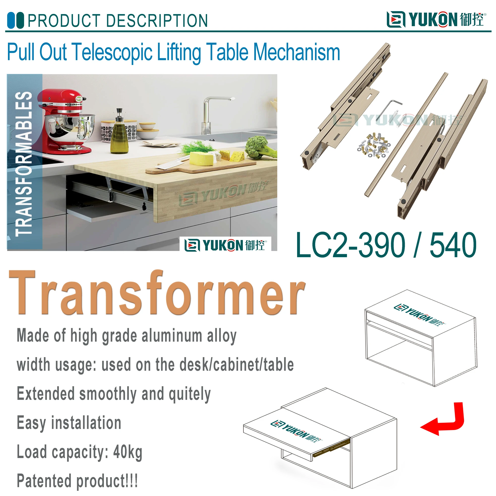 Langcheng Furniture Hardware Telescoping Extension Mechanism Correderas Telescopicas Extending
