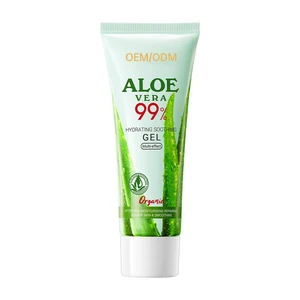 Customized Logo 99% Aloe Vera Gel 50g Moisturizing Hydrating Translucent Face Skin Original Plant Extract Pore Shrinking