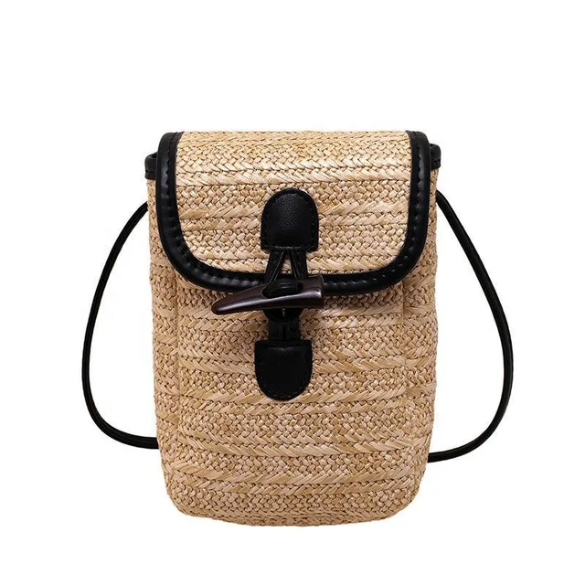 Customized Logo Design Woven Straw Bag Single Shoulder Crossbody Mobile Phone Bag Textile Packaging
