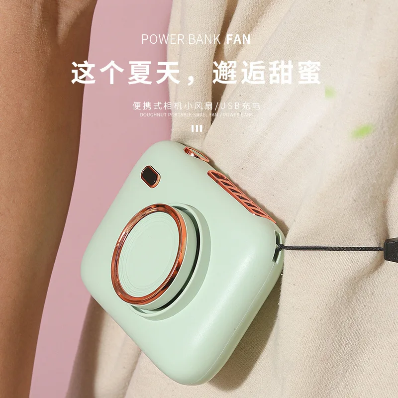 Creative Camera Hanging Waist Fan USB Charging Mini Handheld Fan Small Gift Custom Portable Outdoor Hanging Neck Fan