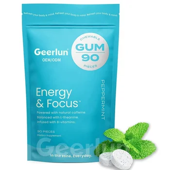 Best Selling Chewing Gum Brain Energy & Focus Supplement Nootropic Mints Candy Vegan Sugar Free Energy Gum