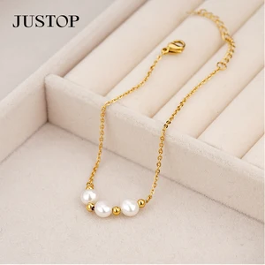 Wholesale Custom Stainless Steel PVD 18K 24K Gold Pearl Shell Trendy Jewelry Set with Earrings Bracelet and Necklace