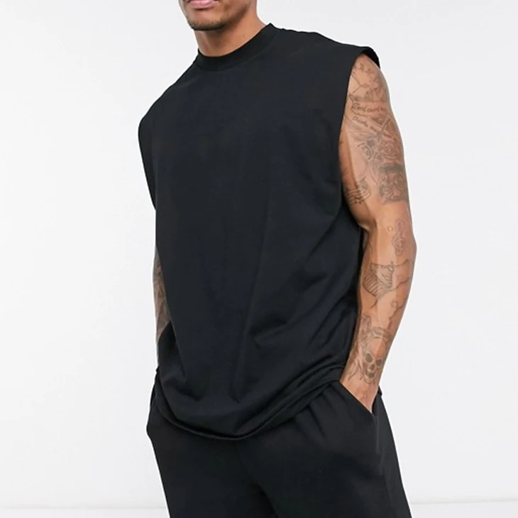 longline sleeveless t shirt mens