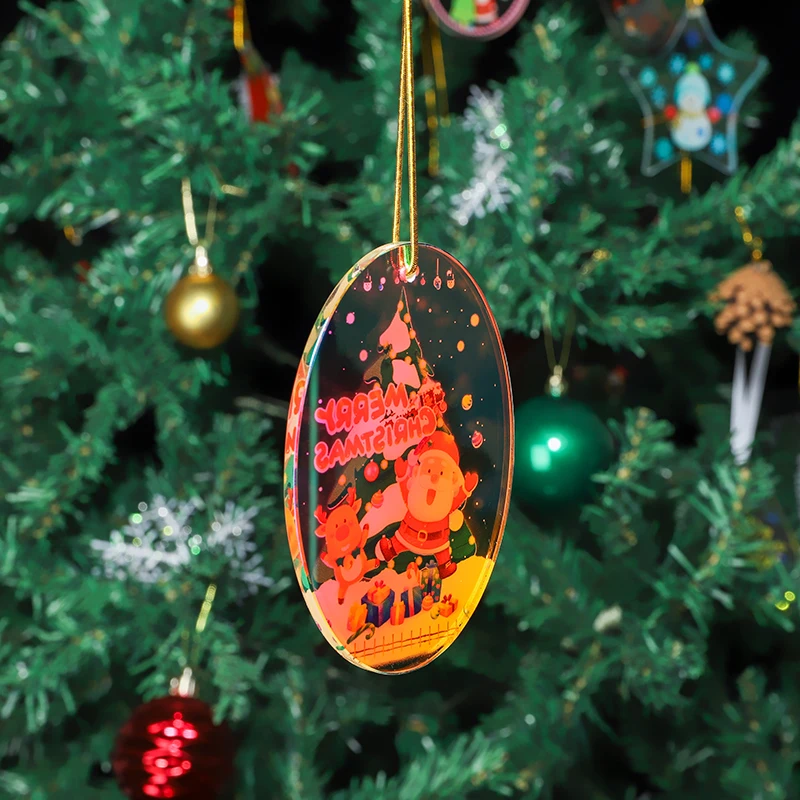 product factory uv printing custom oval merry christmas ornament gifts glass pendant christmas decoration supplier-36