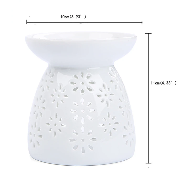 Home Decor Perfume Lamp Essential White Ceramic Oil Burner Tealight Wax